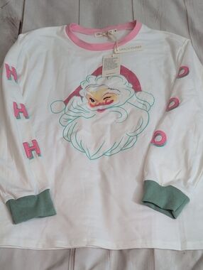 Grace + Emma Winking Santa Glitter Sweatshirt Womens M NWT Ho Ho Ho Christmas